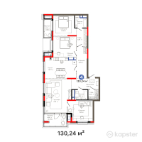 ЖК Hyde Park Shymkent — 4-ком 130,2 м² (от 116 403 303 тг)