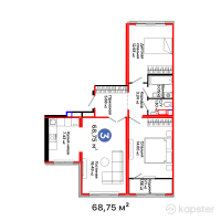 ЖК AruPark — 3-ком 68,8 м² (от 30 195 000 тг)