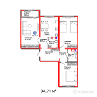 ЖК AruPark — 3-ком 84,7 м² (от 36 119 578 тг)