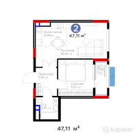 Бигвилль Sapa.4LIFE — 2-ком 47,1 м² (от 26 321 300 тг)