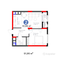 ЖК Turan Tower — 2-ком 52 м² (от 43 222 400 тг)