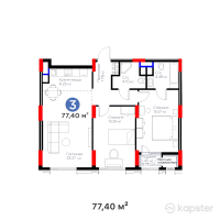 ЖК Turan Tower — 3-ком 77,4 м² (от 55 108 800 тг)
