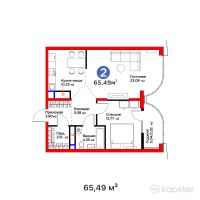 ЖК Avenue 32 — 2-ком 65,5 м² (от 64 146 146 тг)