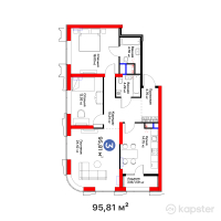 ЖК Avenue 32 — 3-ком 95,8 м² (от 88 890 602 тг)