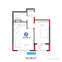 ЖК Nexpo Vision — 2-ком 62,6 м² (от 51 185 434 тг)