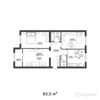 ЖК Sarybay — 3-ком 82,5 м² (от 24 750 000 тг)