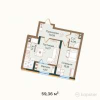 ЖК ATAMEKEN PREMIUM — 2-ком 59,4 м² (от 17 808 000 тг)