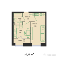ЖК  ALAKOL — 1-ком 36,2 м² (от 16 299 090 тг)