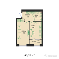 ЖК  ALAKOL — 1-ком 43,8 м² (от 17 963 480 тг)