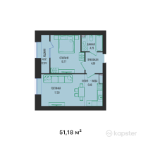 ЖК  ALAKOL — 2-ком 51,2 м² (от 20 548 770 тг)