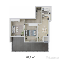 ЖК Elet — 2-ком 69,1 м² (от 44 224 000 тг)