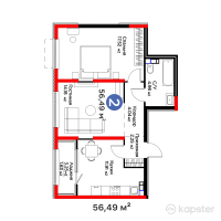 ЖК Dream City. Family — 2-ком 56,5 м² (от 43 113 168 тг)