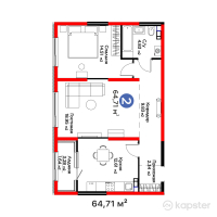 ЖК Dream City. Family — 2-ком 64,7 м² (от 39 835 476 тг)
