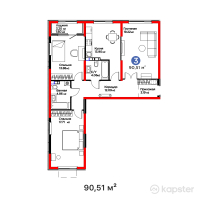 ЖК Dream City. Family — 3-ком 90,5 м² (от 54 391 985 тг)