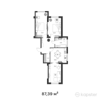 ЖК Capital City — 3-ком 87,4 м² (от 42 384 150 тг)