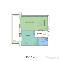 ЖК Optima — 1-ком 43,1 м² (от 11 211 200 тг)