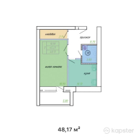 ЖК Optima — 1-ком 48,2 м² (от 12 524 200 тг)