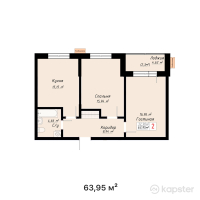ЖК MARYAM RESIDENCE — 2-ком 64 м² (от 21 743 000 тг)