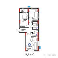 ЖК Arena Towers — 3-ком 72,8 м² (от 43 767 917 тг)