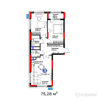 ЖК Arena Towers — 3-ком 75,3 м² (от 44 589 850 тг)