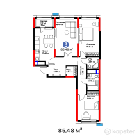 ЖК Arena Towers — 3-ком 85,5 м² (от 50 139 149 тг)