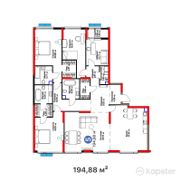 ЖК Parkside — 5-ком 194,9 м² (от 180 903 207 тг)