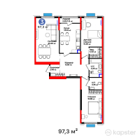 ЖК Ұлы Дала — 3-ком 97,3 м² (от 52 868 928 тг)