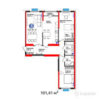 ЖК Ұлы Дала — 3-ком 101,4 м² (от 61 946 096 тг)