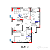 ЖК Aisar — 3-ком 90,4 м² (от 48 273 255 тг)