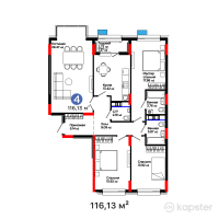 ЖК Aisar — 4-ком 116,1 м² (от 55 184 976 тг)