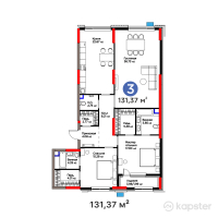 ЖК Garden View — 3-ком 131,4 м² (от 126 377 940 тг)