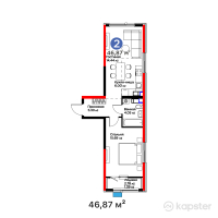 ЖК Arman Qala — 2-ком 46,9 м² (от 17 669 990 тг)