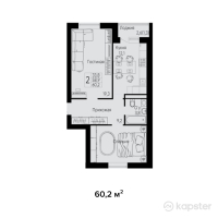 ЖК Лесная поляна — 2-ком 60.2 м² (от 16,620,000 тг)