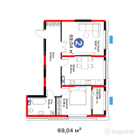 ЖК Атамұра. Ұрпақ — 2-ком 69 м² (от 39 538 380 тг)
