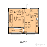 ЖК Inju Ansar — 1-ком 38.5 м² (от 17,311,500 тг)