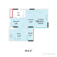 ЖК Inju Ansar — 1-ком 44.5 м² (от 20,025,000 тг)