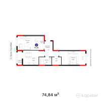 ЖК New City Life — 2-ком 74,8 м² (от 29 936 000 тг)