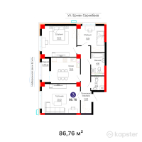ЖК New City Life — 3-ком 86,8 м² (от 33 836 400 тг)