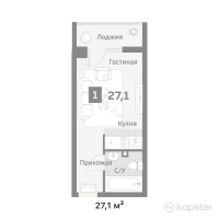 ЖК Аспан Сити 2.0 — 1-ком 27,1 м² (от 11 273 600 тг)