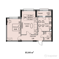 ЖК Inju Ansar — 2-ком 61.4 м² (от 27,648,000 тг)