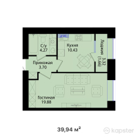 ЖК QAIYNDY — 1-ком 39,9 м² (от 17 753 330 тг)