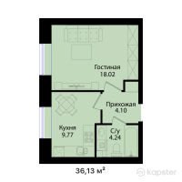 ЖК QAIYNDY — 1-ком 36,1 м² (от 16 746 255 тг)