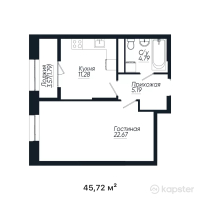 ЖК SHABYT — 1-ком 45,7 м² (от 36 347 400 тг)