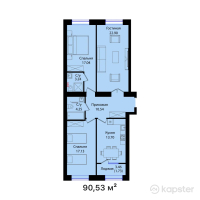 ЖК BAIDAULET — 3-ком 90,5 м² (от 37 841 540 тг)