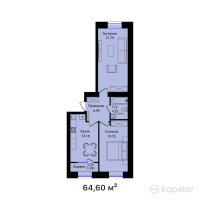 ЖК BAIDAULET — 2-ком 64,6 м² (от 27 726 320 тг)