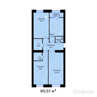 ЖК SAMAL PARK — 3-ком 90,5 м² (от 53 265 135 тг)