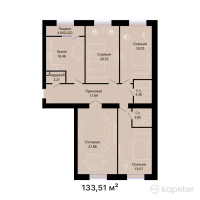 ЖК SAMAL PARK — 4-ком 133,5 м² (от 71 628 115 тг)