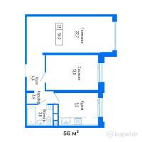 ЖК ALTAI CITY — 2-ком 56 м² (от 31 360 000 тг)