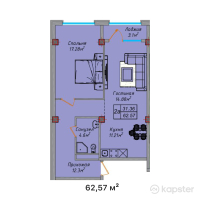 ЖК Elite Home — 2-ком 62,6 м² (от 21 899 500 тг)