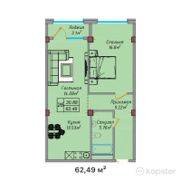 ЖК Elite Home — 2-ком 62,5 м² (от 21 871 500 тг)